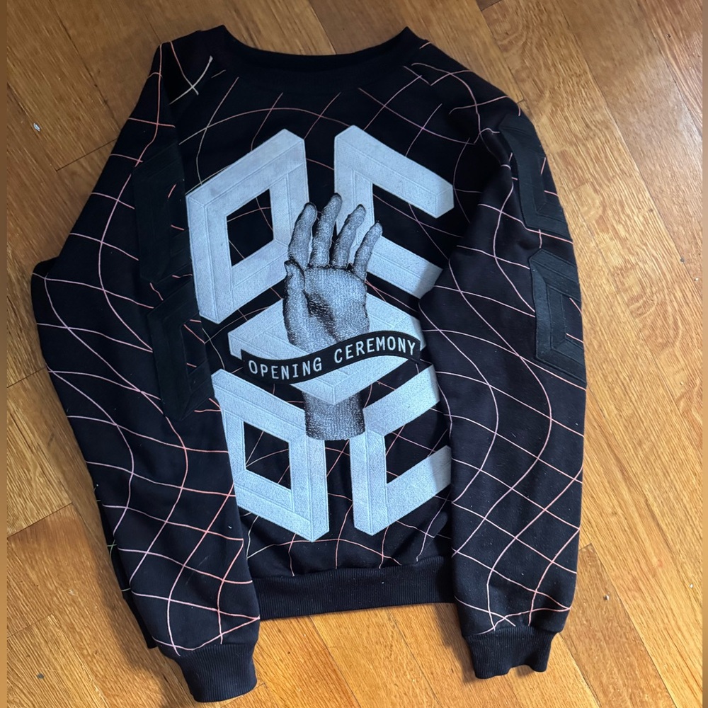 Opening Ceremony Black Multi Remix Hand Crewneck Sweater (sz S)